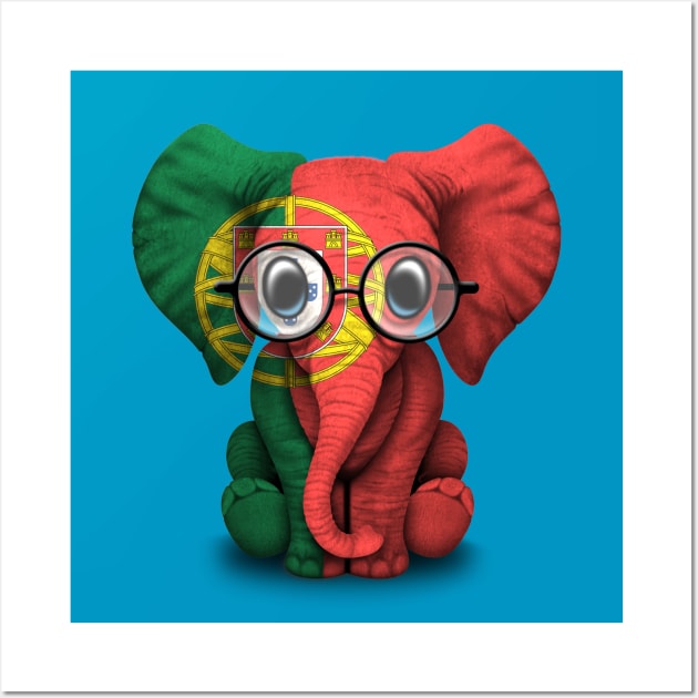 Baby Elephant with Glasses and Portuguese Flag Wall Art by jeffbartels